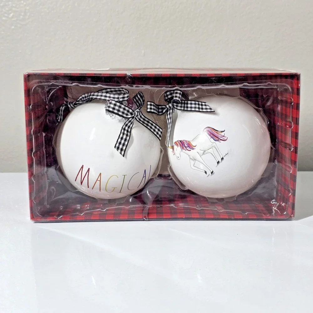 Rae Dunn Glass Christmas Ornaments Magical & Unicorn Hanging Decoration